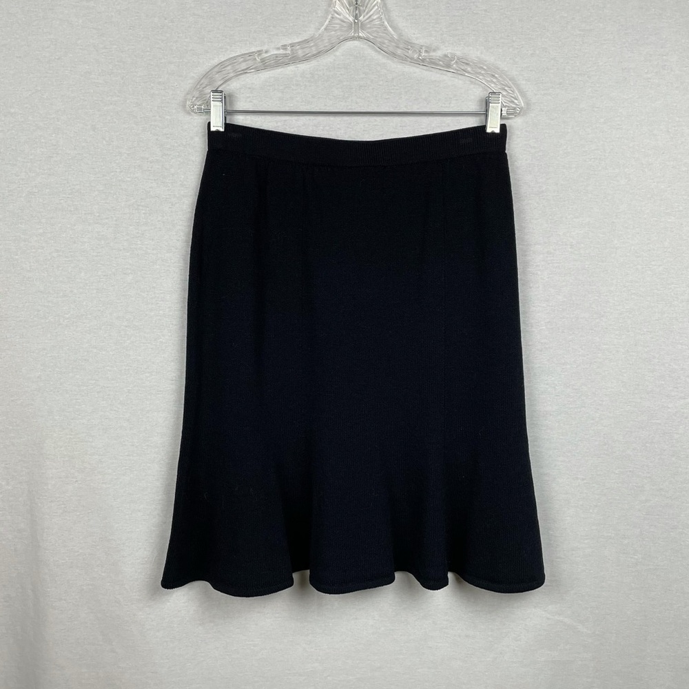 ST. JOHN SANTANA KNIT FLARE SKIRT BLACK Sz 10